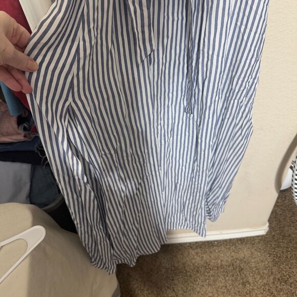 Maurices Dress Womens S Blue & White stripe off shoulder Maxi belted summer - Picture 3 of 8